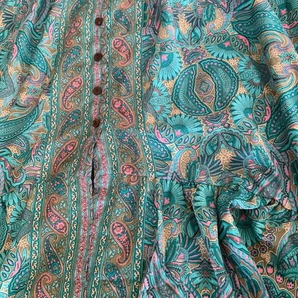 Anthropologie Boemo Turquoise and Pink Paisley Maxi Dress - Picture 10 of 14